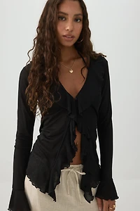 Blouse à manches longues volants
