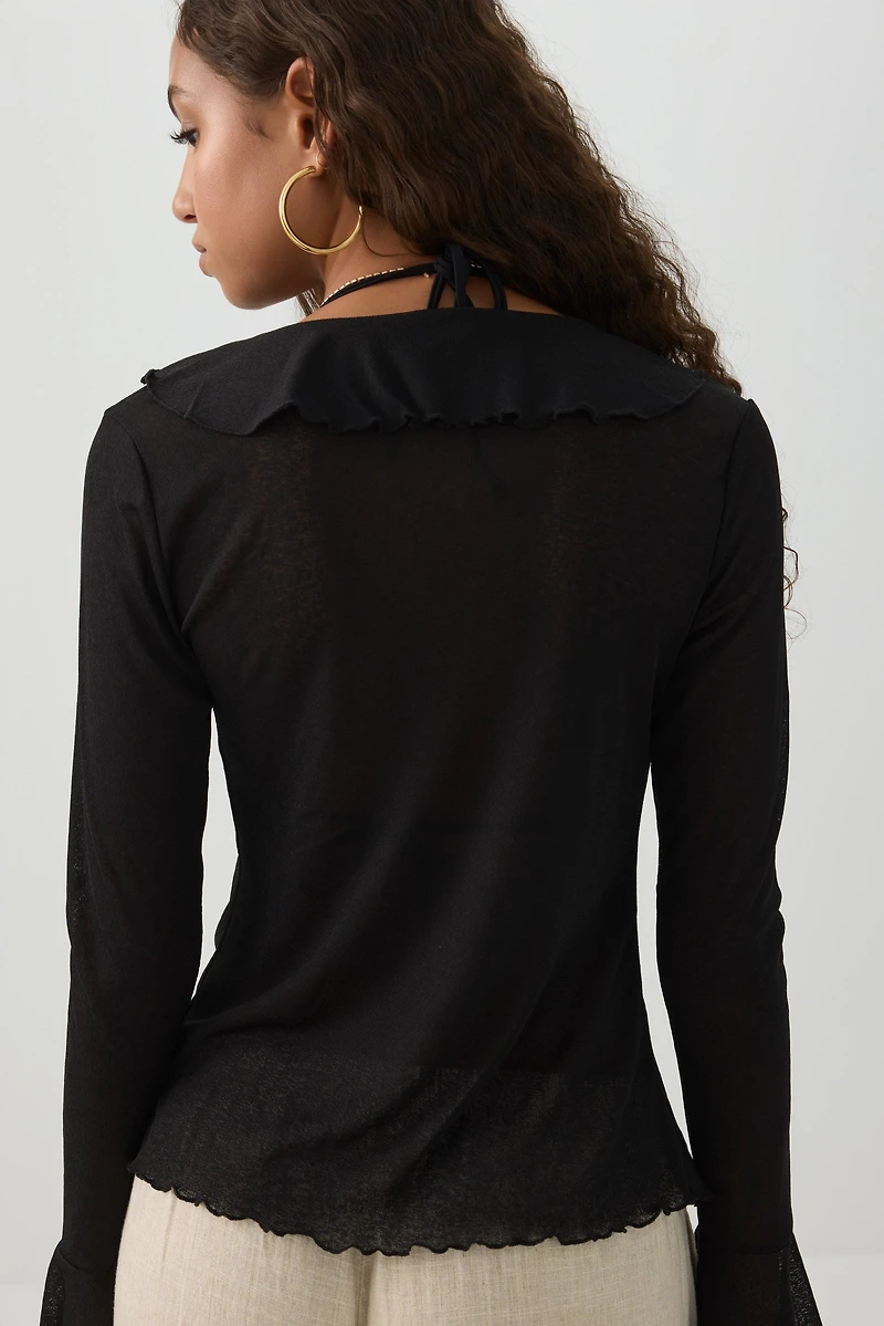 Long Sleeve Blouse with Frills