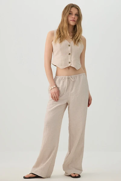 Pantalon large taille mi-haute