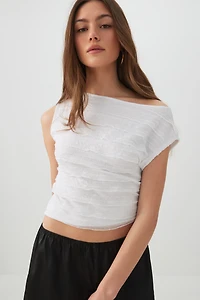 One Shoulder Ruffle Crop Top