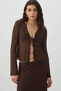 Cardigan à nouer en dentelle