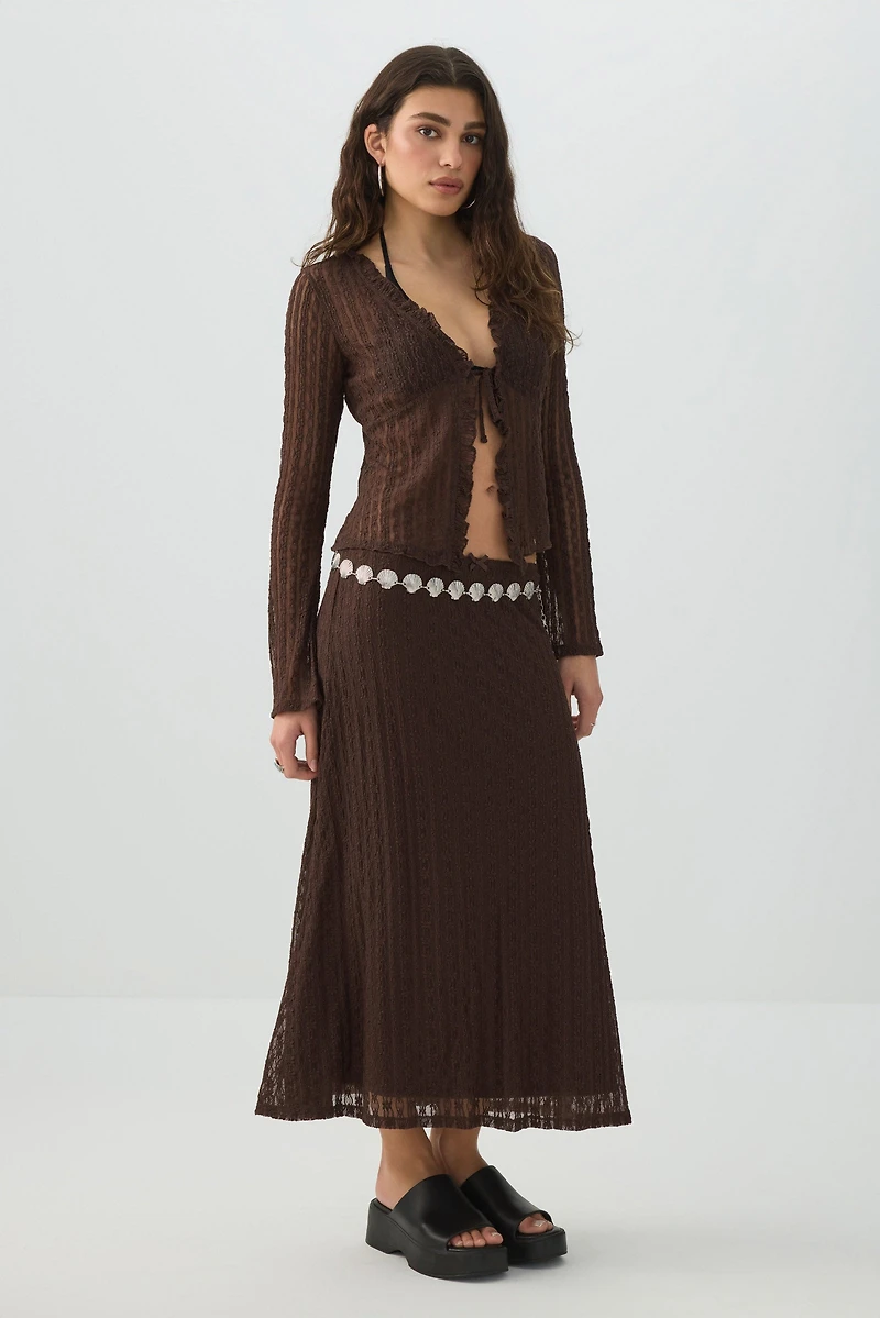 Tie Front Lace Cardigan