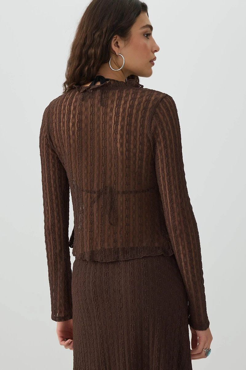 Tie Front Lace Cardigan