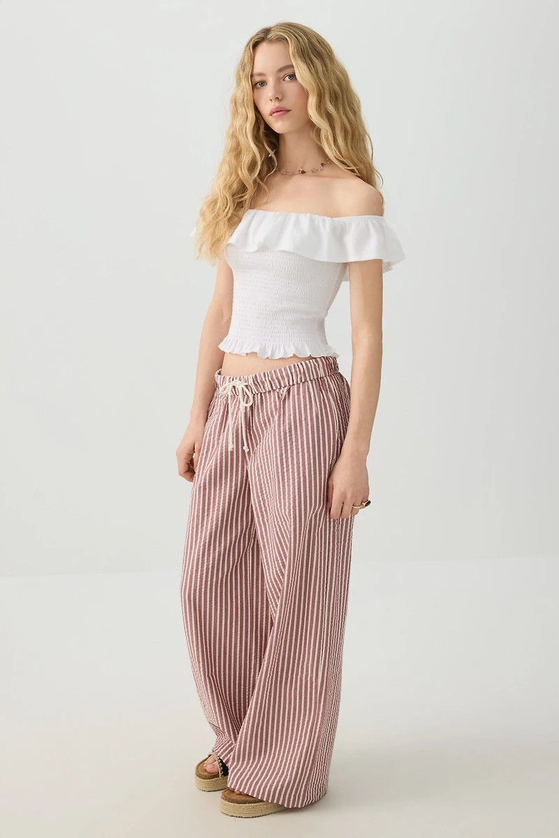 Pantalon à taille mi-haute repliée
