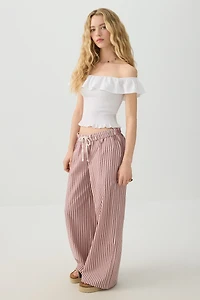 Pantalon à taille mi-haute repliée