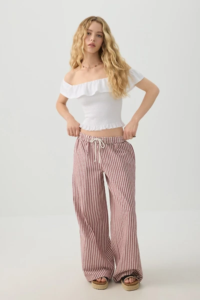 Mid Rise Foldover Wide Leg Pants