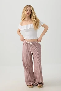 Mid Rise Foldover Wide Leg Pants