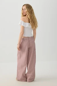 Mid Rise Foldover Wide Leg Pants