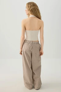 Mid Rise Foldover Wide Leg Pants