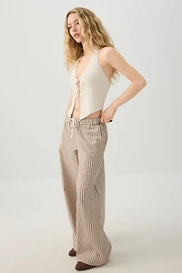 Mid Rise Foldover Wide Leg Pants