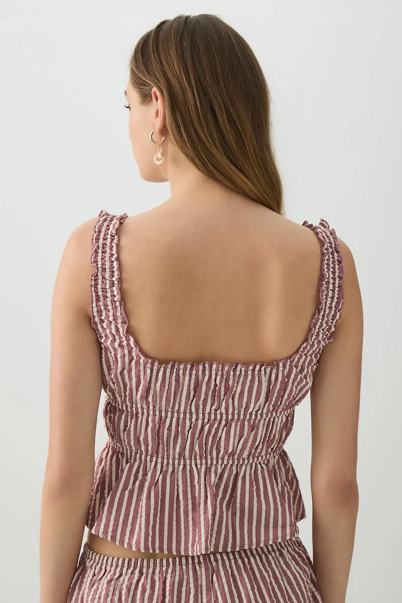 Striped Smocked Top