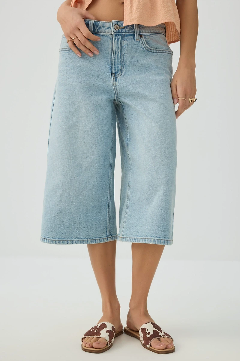Denim Mid Rise Culottes