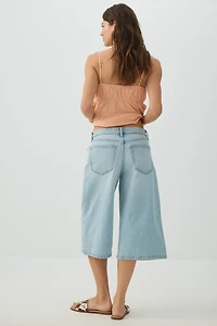 Denim Mid Rise Culottes