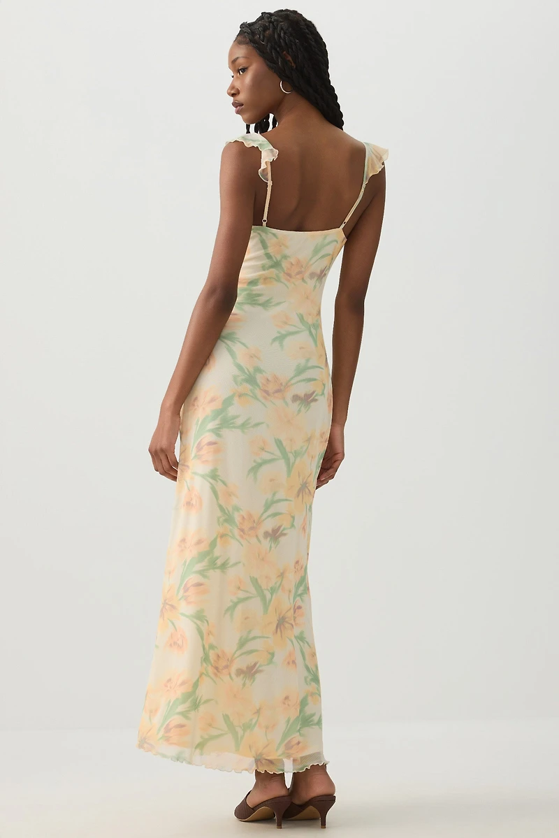 Floral Maxi Tie Front Dress