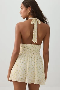 Printed Woven Halter Romper