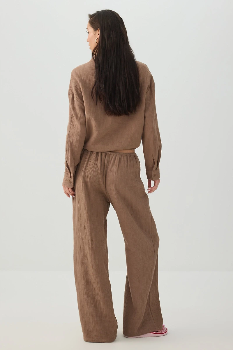 Mid Rise Pull On Wide Leg Pant