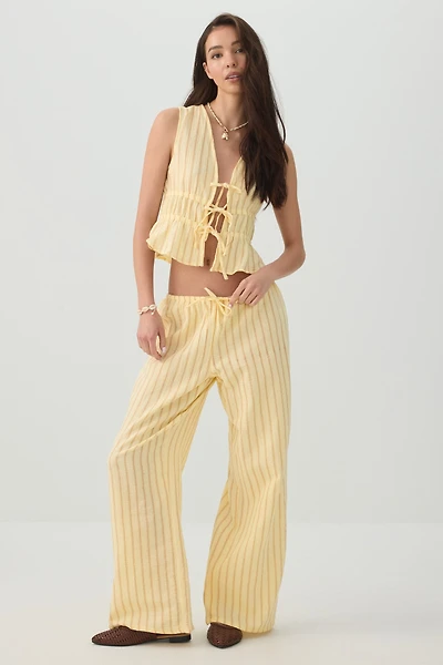 Mid Rise Pull On Wide Leg Pant