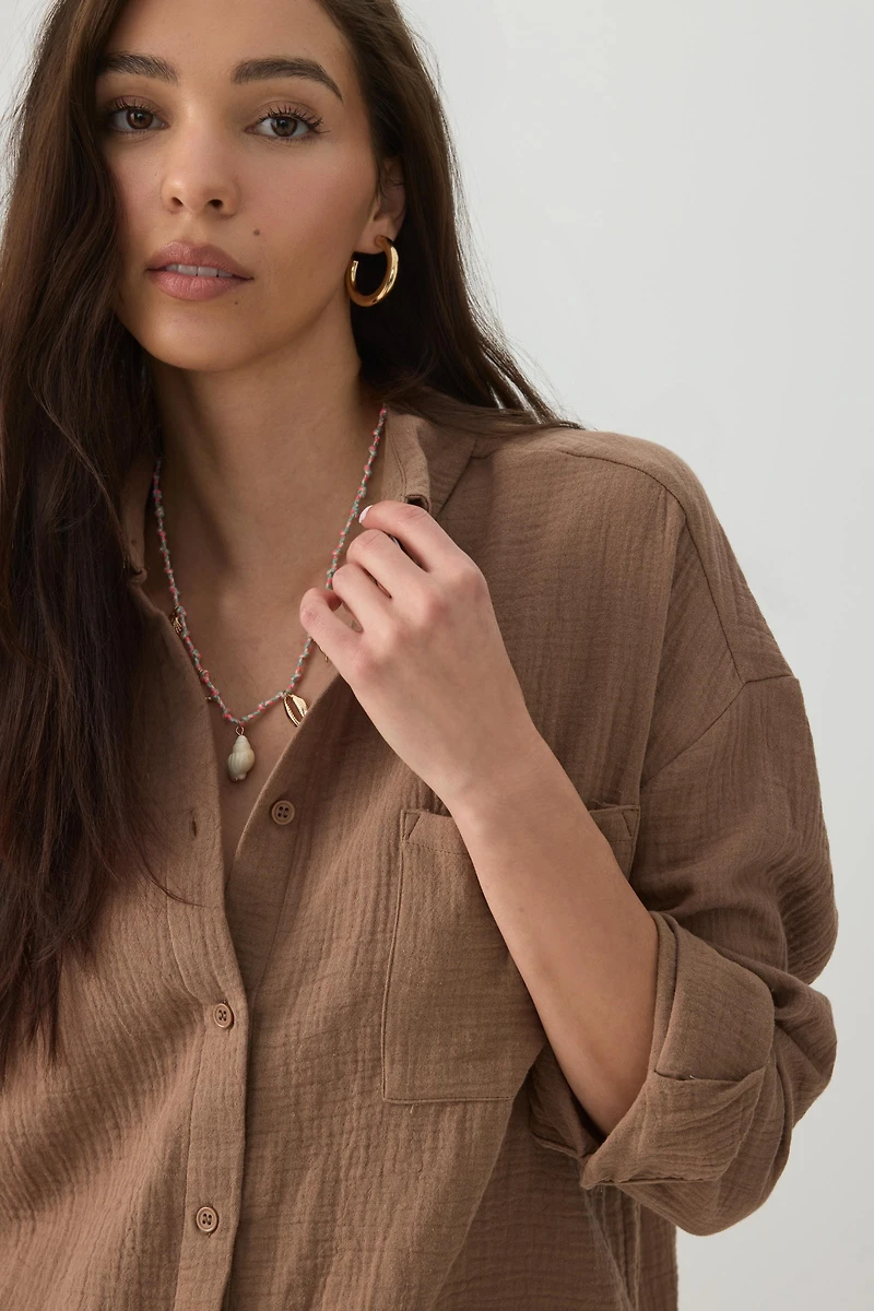Gauze Button Up Shirt
