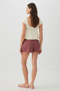 Eyelet Drawstring Shorts