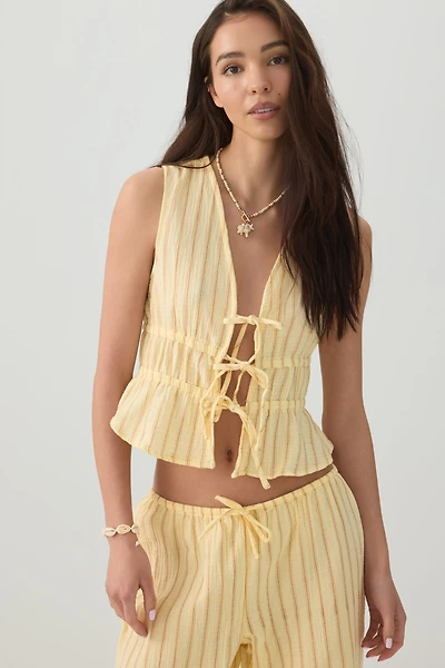 Gauze Tie-Front Top