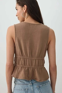 Gauze Tie-Front Top
