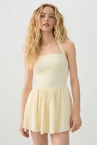 Halter Mini Dress with Built-in Shorts