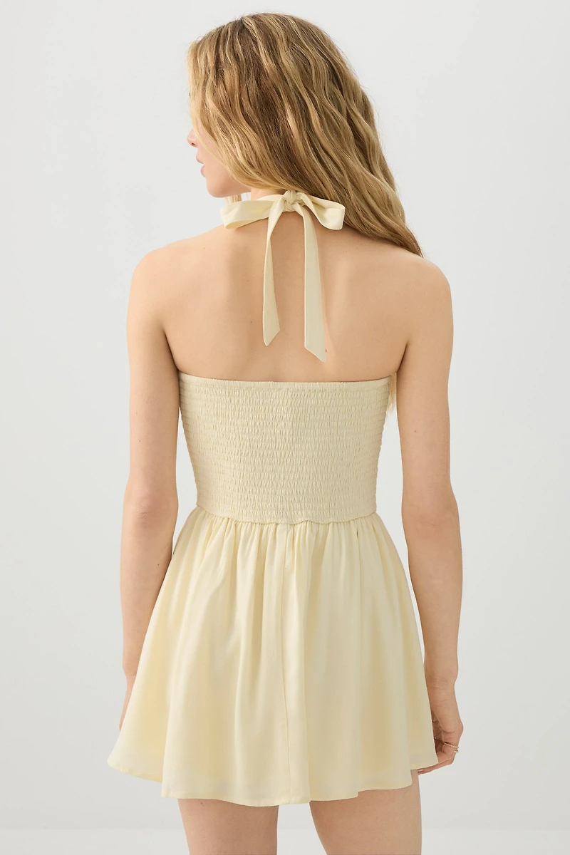 Halter Mini Dress with Built-in Shorts