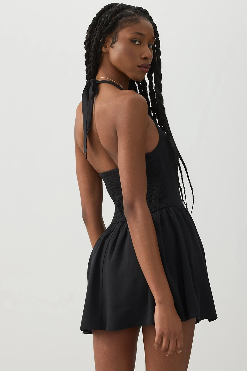 Halter Mini Dress with Built-in Shorts