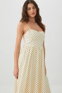Robe midi à encolure cœur en popeline