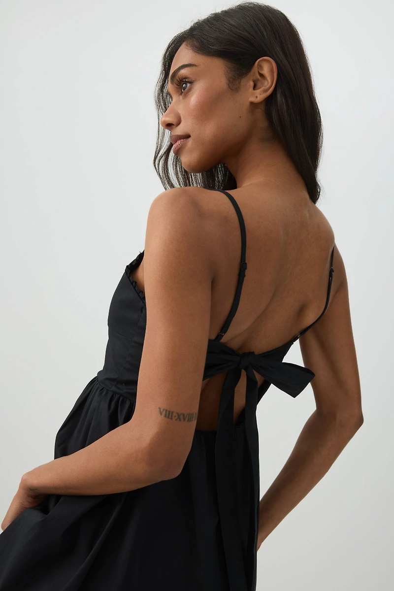 Robe midi à encolure cœur en popeline