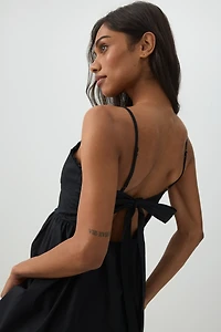 Robe midi à encolure cœur en popeline