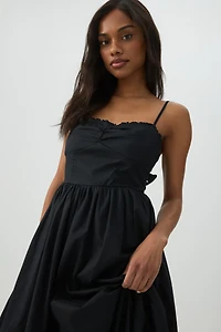 Robe midi à encolure cœur en popeline