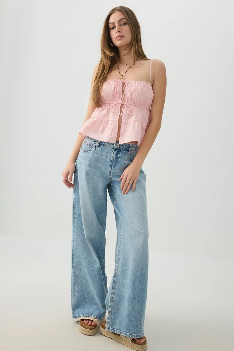 Cotton Crop Tank Top with Front Tie