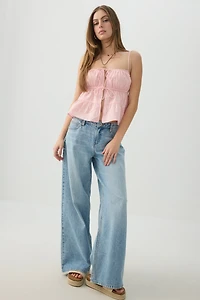 Cotton Crop Tank Top with Front Tie