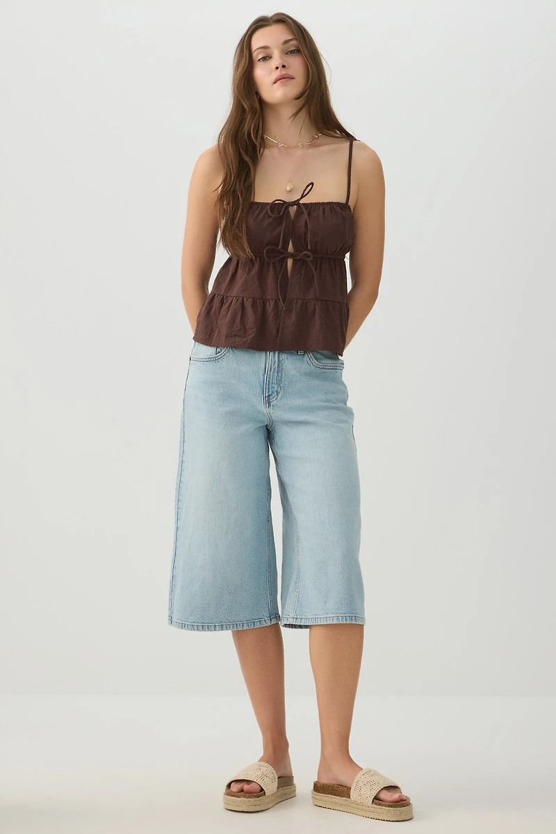 Camisole courte en coton à nouer