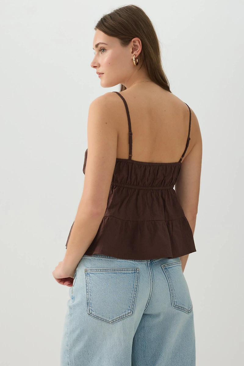 Camisole courte en coton à nouer