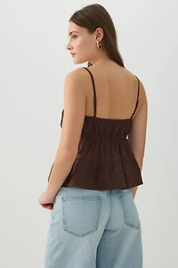Camisole courte en coton à nouer