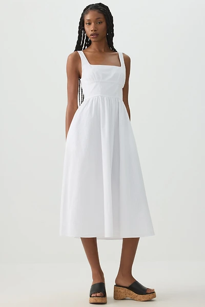 Robe midi à encolure carrée