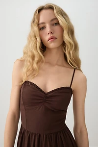 Linen Blend Smocked Bustier Culotte Jumpsuit