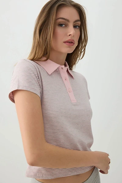 Haut polo court rayé