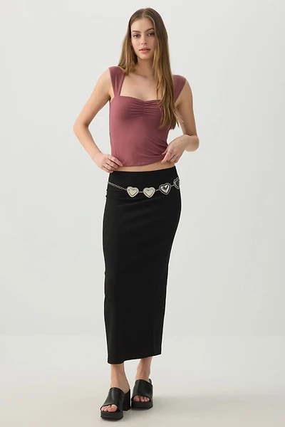 Textured Knit Maxi Skirt