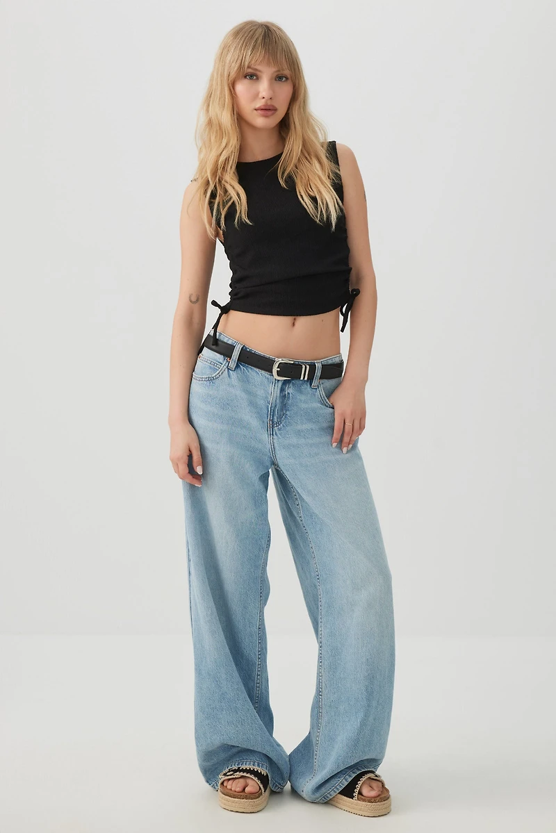 Cropped Tank Top with Side Shirring