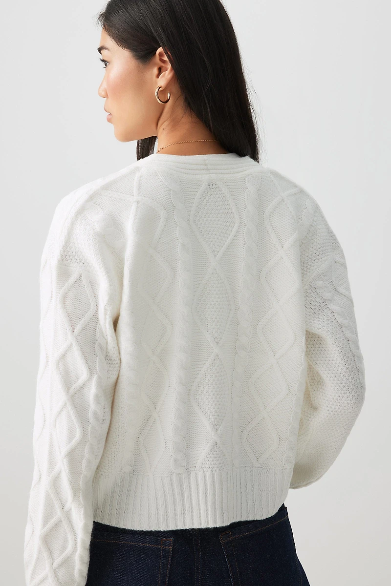 Front Tie Cable Knit Sweater