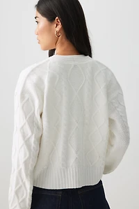 Front Tie Cable Knit Sweater