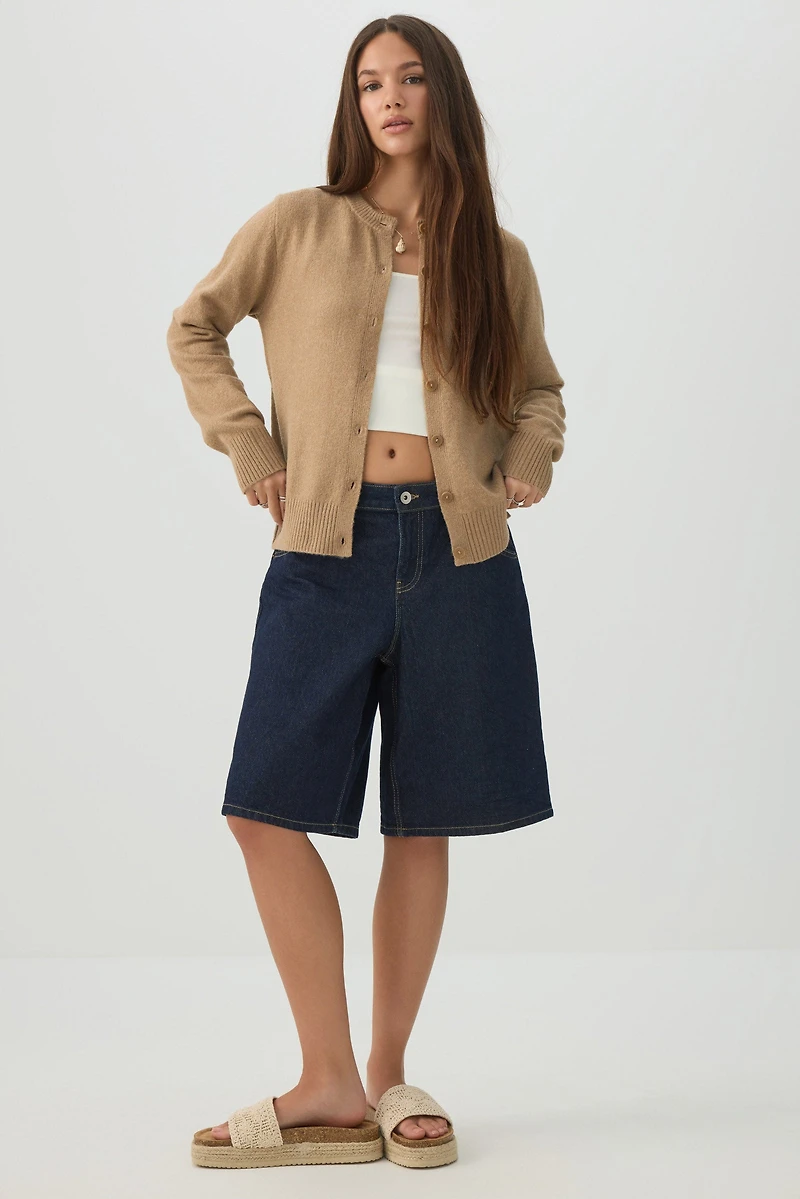 Button-Front Sweater Cardigan