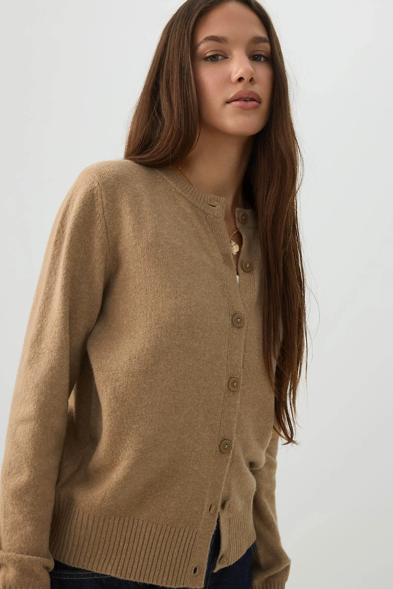 Button-Front Sweater Cardigan