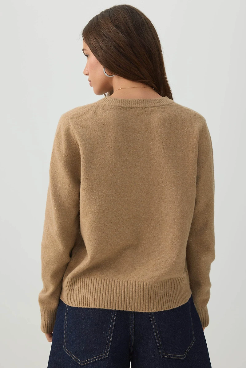 Button-Front Sweater Cardigan