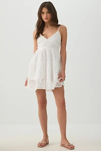 Eyelet Tiered Mini Dress