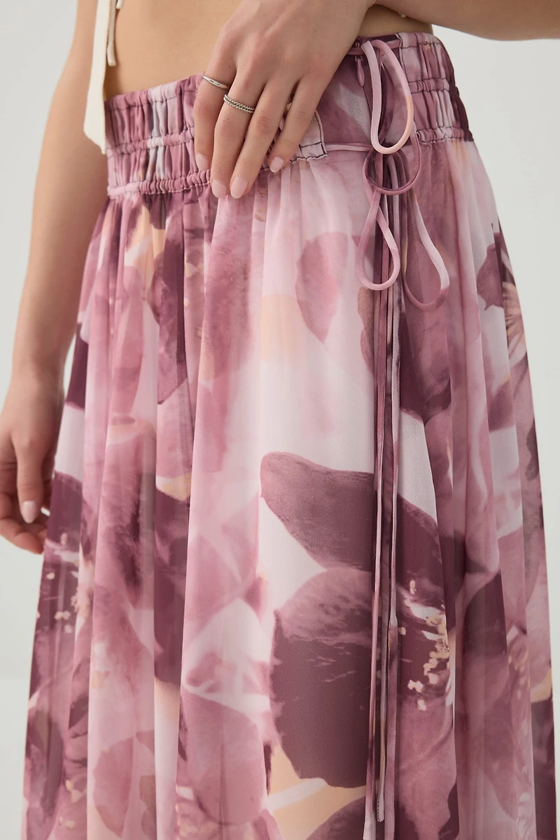 Jupe maxi en chiffon à taille nouée