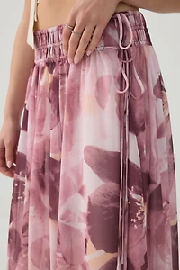Jupe maxi en chiffon à taille nouée